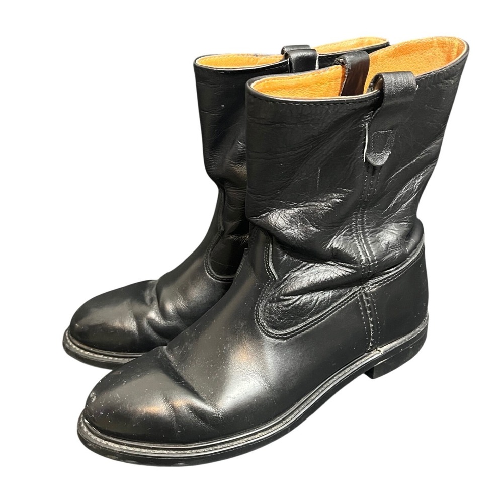 Double H Boots Size 9 EE Wide‎ Mens Black Leather Ranchwell Pull Up Work USA